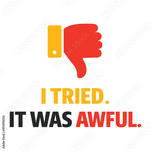 Disappointed thumbs down hand holding smartphone graphic design isolated showing negative experience and bad review concept