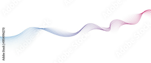 Flowing Dot Wave halftone gradient pattern on transparent background
