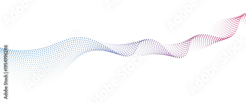 Flowing Dot Wave halftone gradient pattern on transparent background
