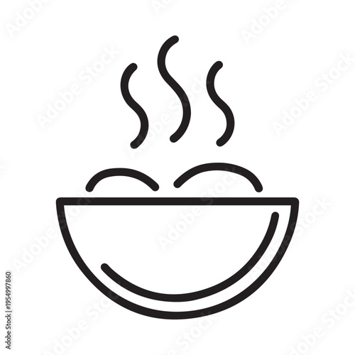 Minimalist Hot Soup Bowl Icon with Steam Vector Illustration for Breakfast and Restaurant Branding