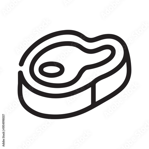 Minimalist Raw Steak Beef Fillet Meat Line Art Icon for Butcher Shop and Steakhouse Branding