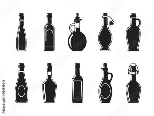 A collection of ten different liquor bottles