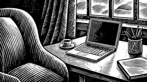 coffie and laptop work from home