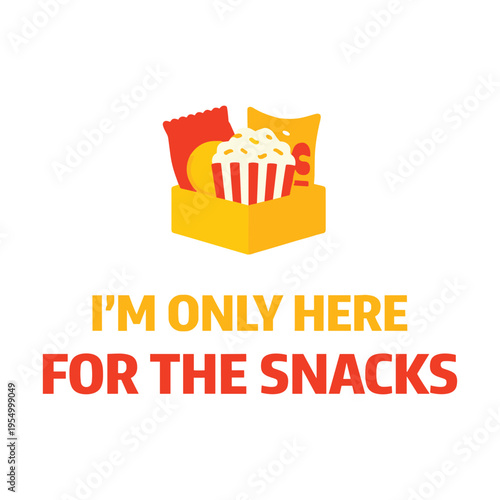 Playful and colorful illustration of snack box filled with popcorn and chips isolated design