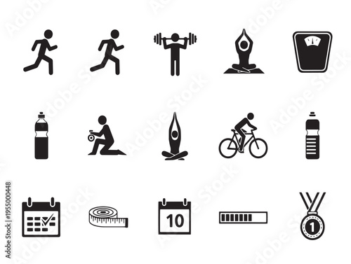 Icons of various sports and fitness activities