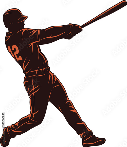 Cuadro en lienzo Baseball player swinging the bat, sport action, athletic pursuit