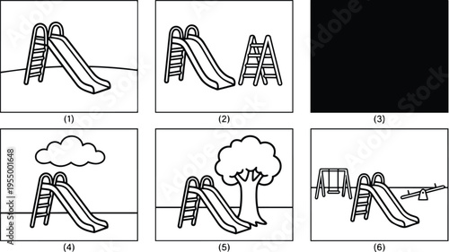 Slide set with ladder swing and seesaw playground equipment
