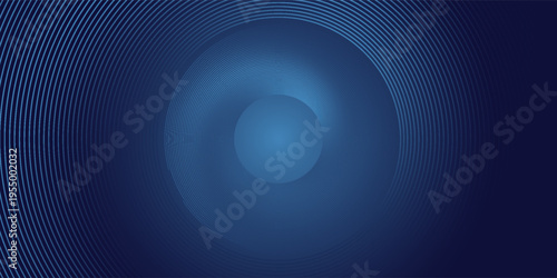 Abstract blue glowing geometric lines on dark blue background. Modern shiny blue circle lines pattern. Futuristic technology concept. Suit for cover, poster, banner, brochure, header, website