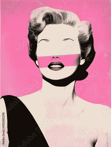 Artistic portrait in vintage style with bold colors highlighting facial features