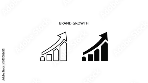 Comparative illustration of brand growth metrics over time with upward trends