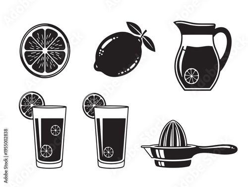 Black and white icons of coffee related items