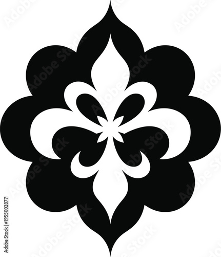 Black and white fleur de lis design element