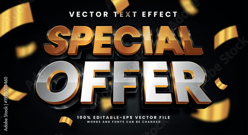 Special offer 3d editable text style effect. Elegant text effect silver and gold color suitable for promotion sale needs.