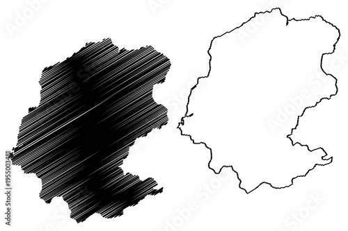 Banswara district (Rajasthan State, Republic of India) map vector illustration, scribble sketch Banswara map