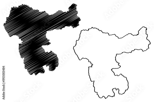 Baran district (Rajasthan State, Republic of India) map vector illustration, scribble sketch Baran map