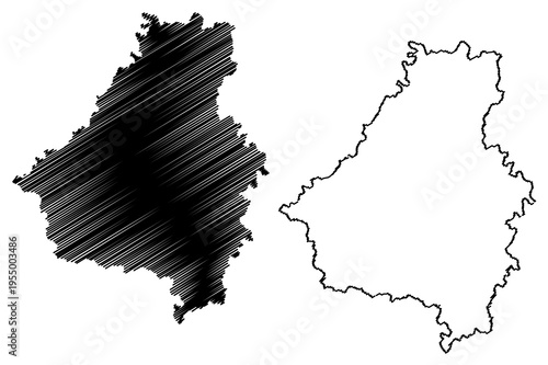 Bareilly district (Uttar Pradesh State, Republic of India) map vector illustration, scribble sketch Bareilly map