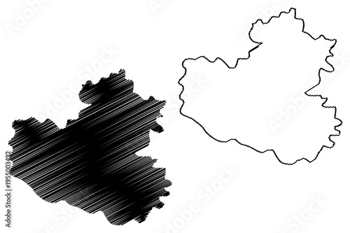Basti district (Uttar Pradesh State, Republic of India) map vector illustration, scribble sketch Basti map