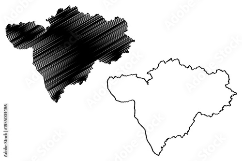 Barmer district (Rajasthan State, Republic of India) map vector illustration, scribble sketch Barmer map