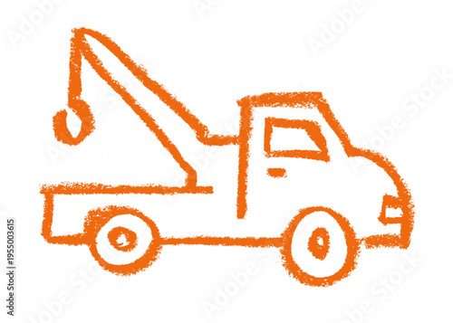 Tow Truck Wrecker Emergency Related Icon Crayon Chalk Drawing Vector