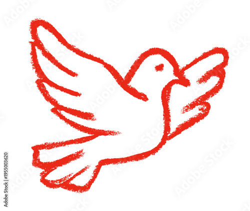 Flying Pigeon Crayon Chalk Drawing Vector