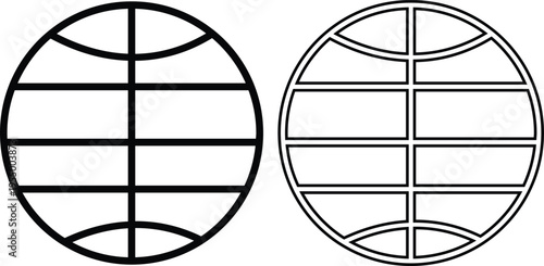 World globe icon set with global network, internet connection, earth security shield and worldwide communication symbols, global business and technology icons in solid and outline style vector