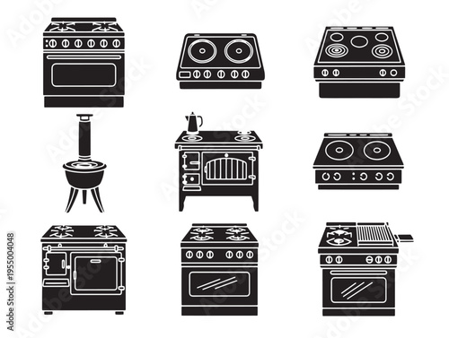 A collection of different stove designs