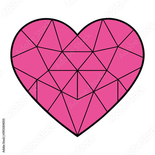 A heart shaped design filled with sharp, geometric patterns, blending symmetry and angles into a modern, artistic symbol of love and structure.
