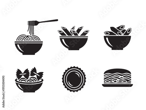 A set of icons featuring various food items