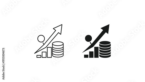 Growth and data analytics illustrated with upward trends and databases