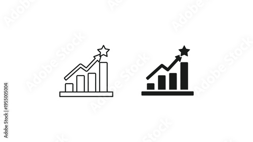 Comparison of upward growth trends with increasing bar heights and stars