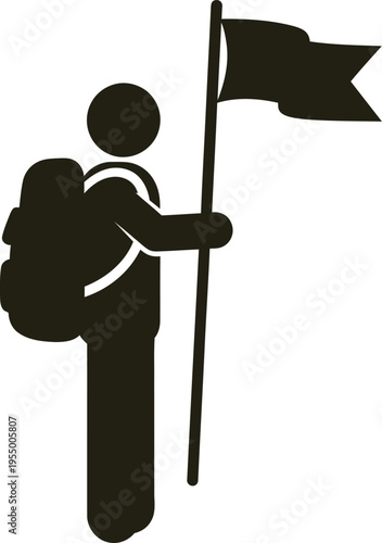 Worker with hammer and chisel silhouette illustration