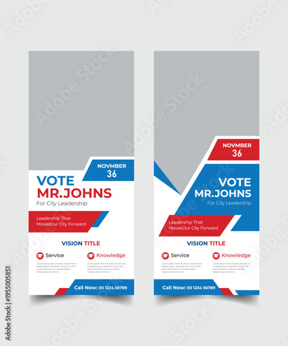 modern election rollup banner illustrator design. political election voting publicity banner design. editable promotion advertisement for x-banner, flyer, profile, brochure, display, vector layout tem