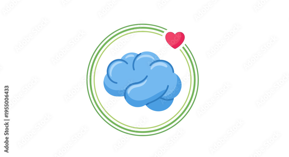 Obraz premium Brain with heart symbol inside circle.