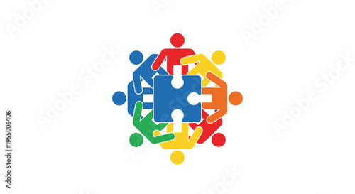 Colorful puzzle pieces coming together.