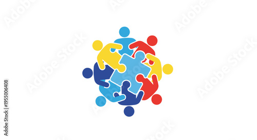 Colorful puzzle pieces coming together.