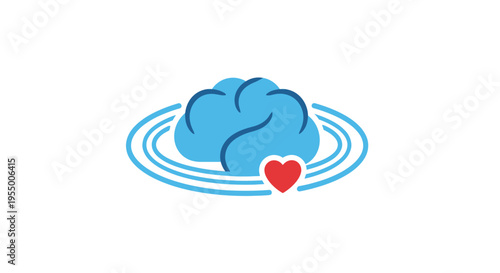Brain with heart symbol floating.