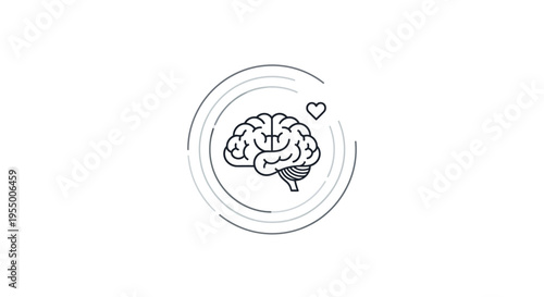 Brain with heart symbol thinking.