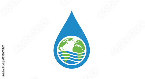 Earth Globe in a Water Drop.