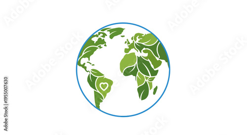 Earth Globe with Green Leaves.
