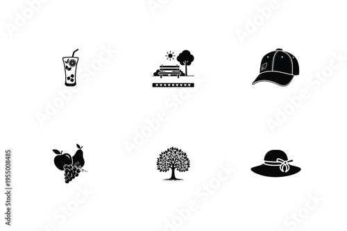 Minimalist Travel and Adventure Icons Set for Vacation Planning and Exploration