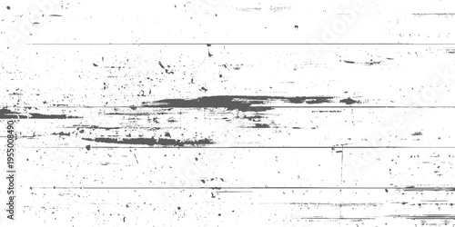 Grunge texture with horizontal distressed streaks, resembling worn painted wood or weathered plaster. surface has irregular gray and black scratch lines spread across a faded white background.