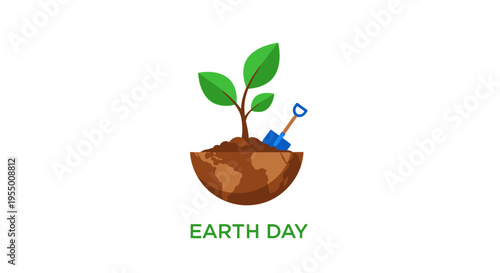 Earth Day Plant Growing From Soil.