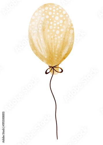 Design of watercolor balloon with polka dots on white background for wrapping and packaging