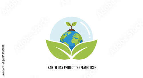 Earth Day Protect Planet Icon Logo.