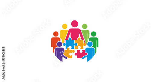 Diverse group of people teamwork puzzle.