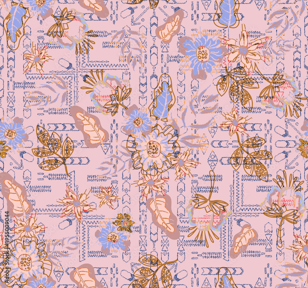 Naklejka premium Ornate Floral Geometric Pattern