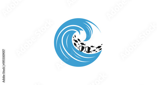 Dolphin jumping out of wave.