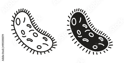 Bacteria icon set different line and flat style collection.