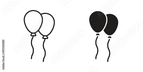 Balloon icon set different line and flat style collection.