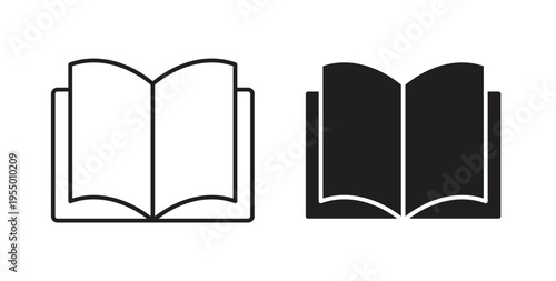 Book icon set different line and flat style collection.